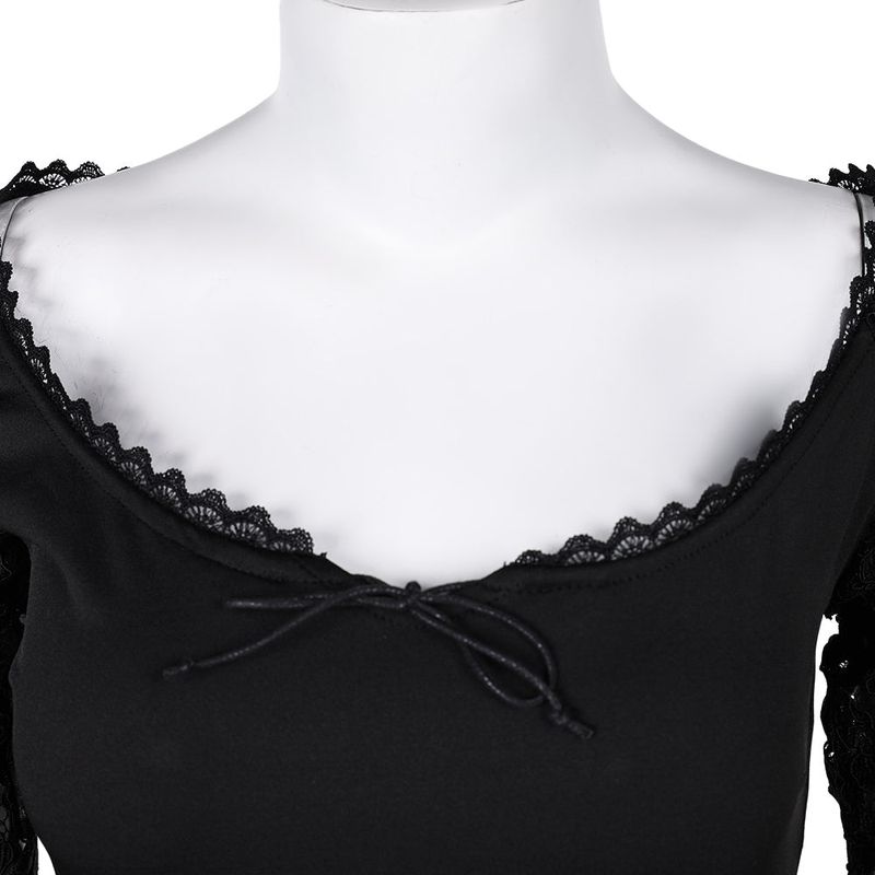 Misty Women Black Lace Long-sleeved Dress Cosplay Costume