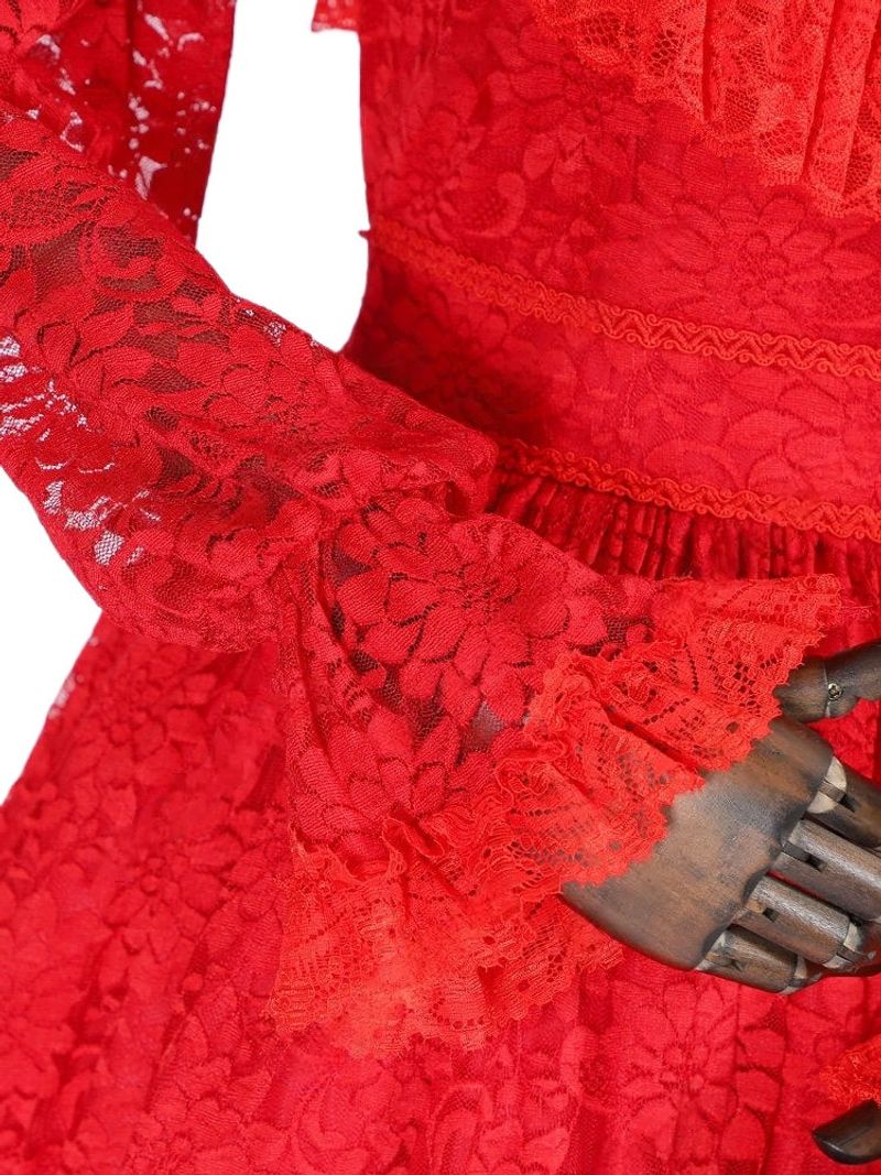 Lydia Deetz Bride Red Wedding Dress Cosplay Costume