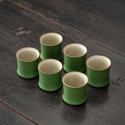 Ceramic Bamboo Kung Fu Tea Set Classic Home Use Landscape Bamboo Cup Creative Green Bamboo Tasting Master Cup Tea Cup