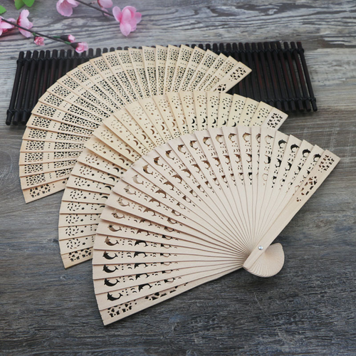 8-inch full-scented wood fan, 20cm hollowed-out wooden fan, Chinese fan, sandalwood fan, gift fan, hollowed-out for export