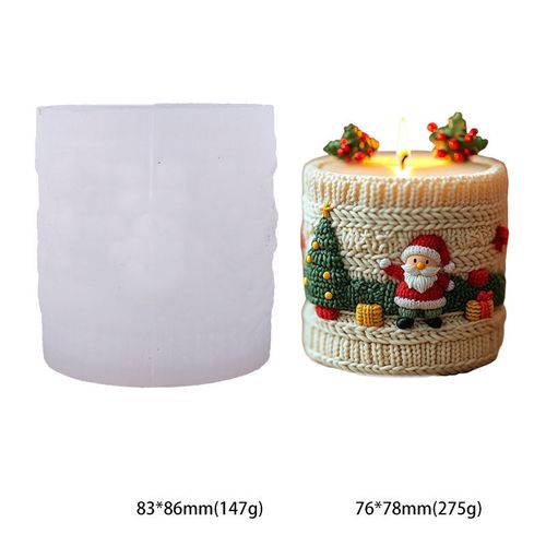 Santa Claus Aromatherapy Candle Silicone Mold - DIY Knitted Cylinder Mold - Christmas Decorative Ornament