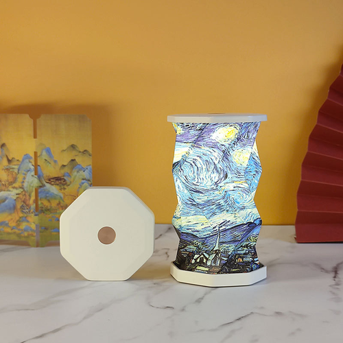 Creative Gift Magnetic Folding Rotating Light Origami Art Atmosphere Mini LED Rechargeable Rotating Folding Paper Lamp