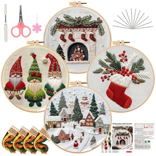 DIY Christmas Embroidery Kit for Beginners Cross Stitch Kits