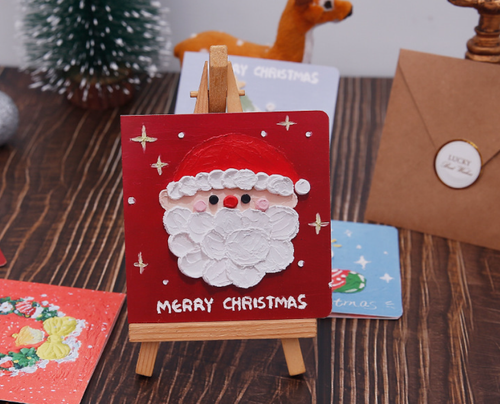 Christmas Cards Merry Xmas Greeting Cards with Envelope Sticker Assorted Oil Painting Craft Holiday Cards