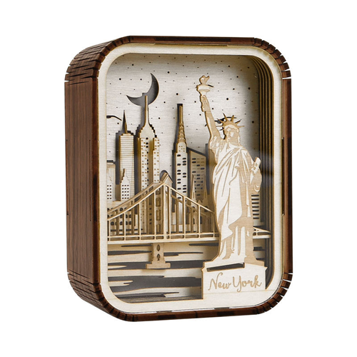 New York Statue of Liberty Wood Carving Night Light 3D Hallow Carving Lamp Creative Gift Desk Lamp Tourism Gift