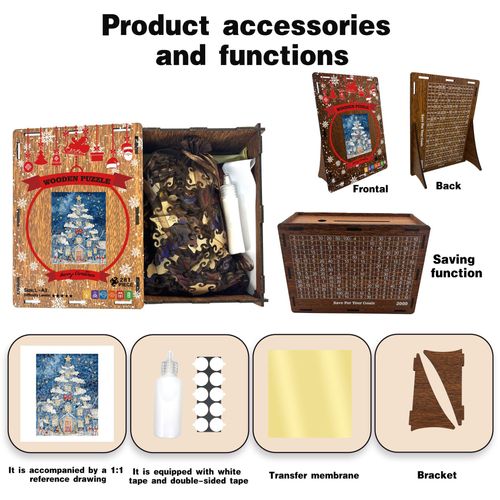 Wooden Christmas Tree Puzzle Toy DIY TOY Irregular-Shaped Puzzle Game Piggy Bank Gift Stress-Relieving Game