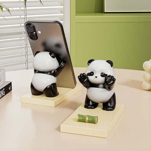 Creative New Cartoon Panda Phone Stand - Cute Chinese Cultural Creative Office Desktop Decoration Ornament, Perfect Desk Birthday Gift