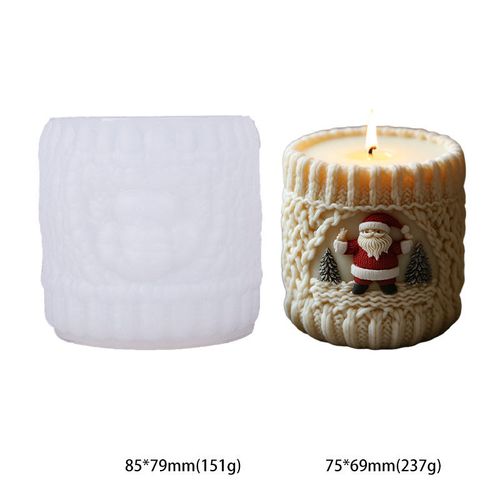 Santa Claus Aromatherapy Candle Silicone Mold - DIY Knitted Cylinder Mold - Christmas Decorative Ornament