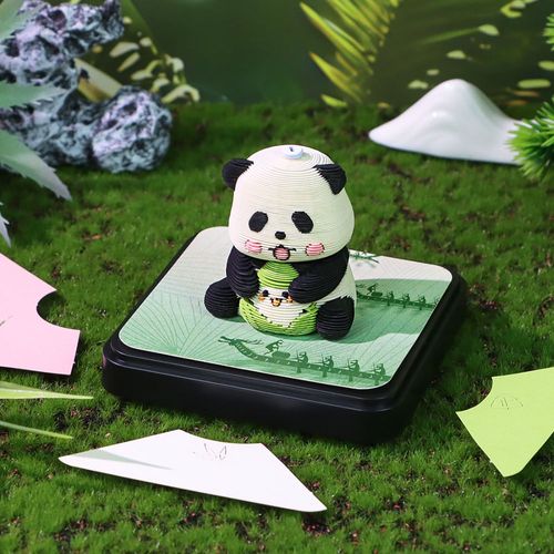 Chinese Panda Cultural Creative 3D Memo Pad | Custom Calendar Sticky Note Pad with Panda Patterns, Kawaii Desk Decor Stationery Gift Setsfor Kids Christmas Gift