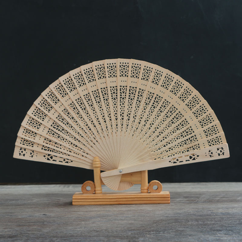 8-inch full-scented wood fan, 20cm hollowed-out wooden fan, Chinese fan, sandalwood fan, gift fan, hollowed-out for export