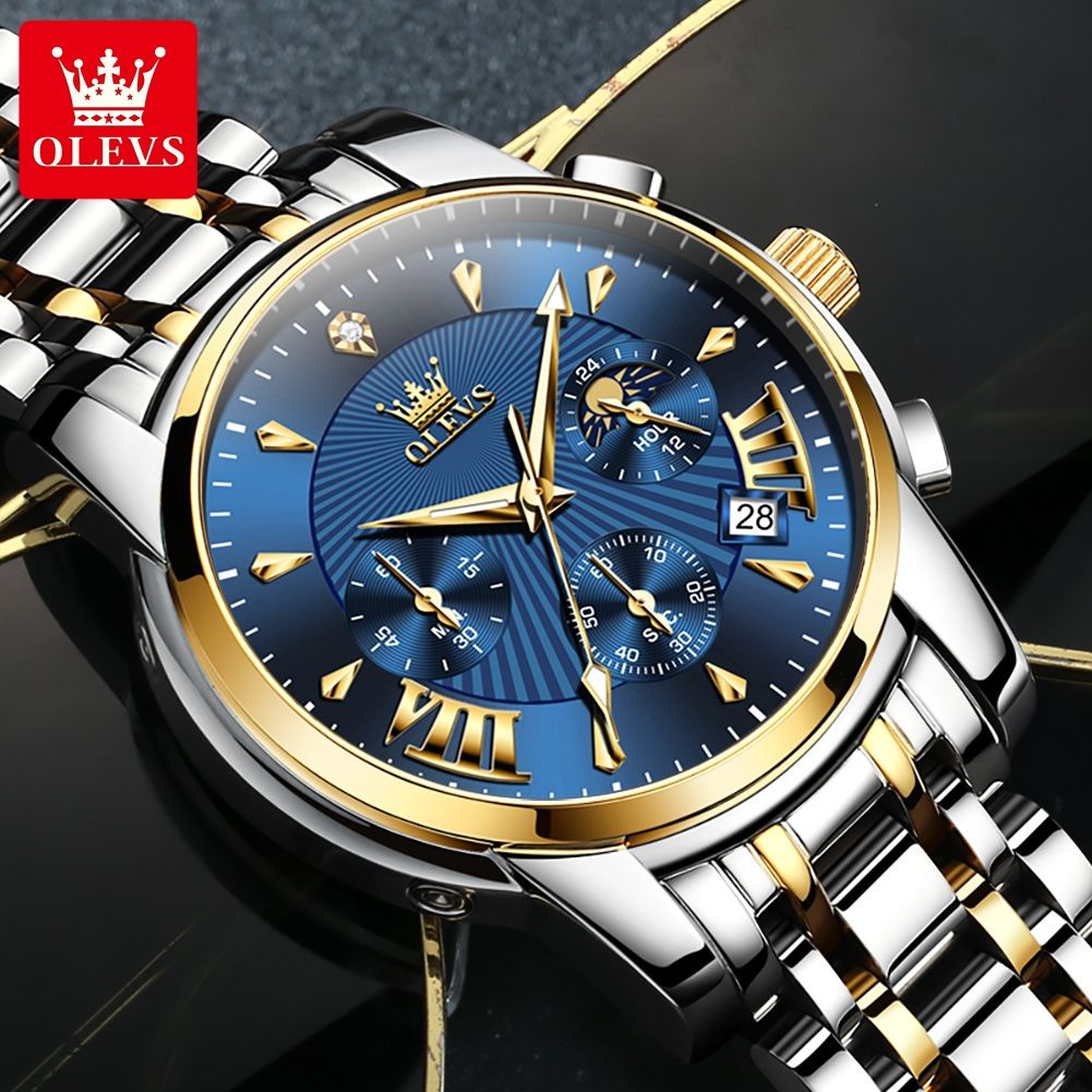 Brand Men's Watch Multi funcional Moda Quartz Watch New Steel Belt Waterproof Quartz Watch