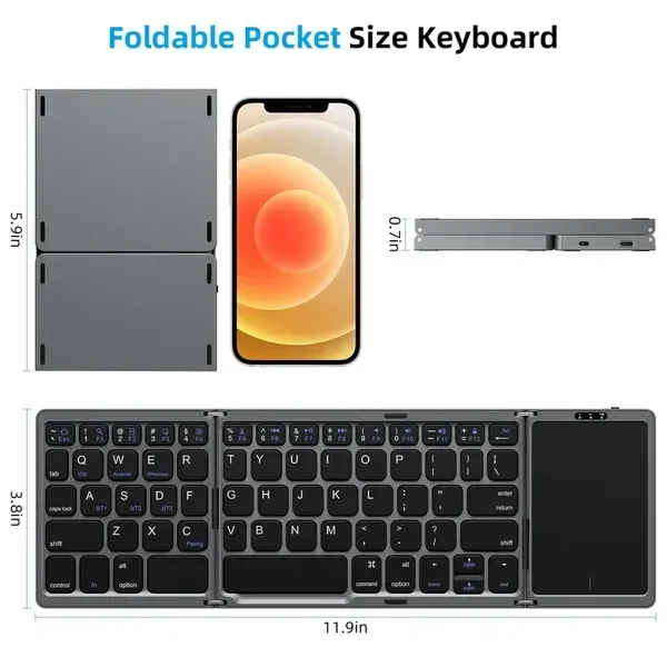🔥Foldable Bluetooth Keyboard with Touchpad✨🚀50% time limit🚀 Luanda cash on delivery