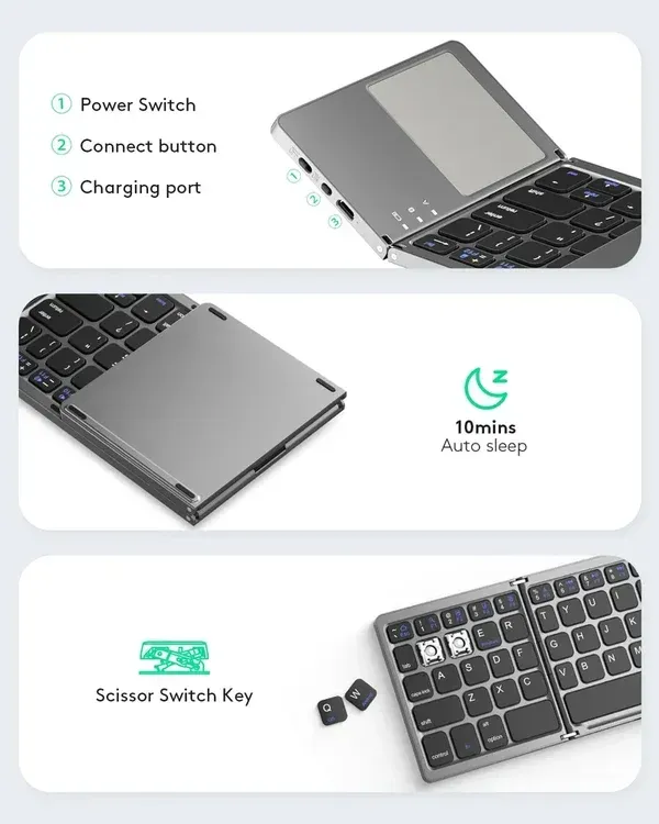 🔥Foldable Bluetooth Keyboard with Touchpad✨🚀50% time limit🚀 Luanda cash on delivery