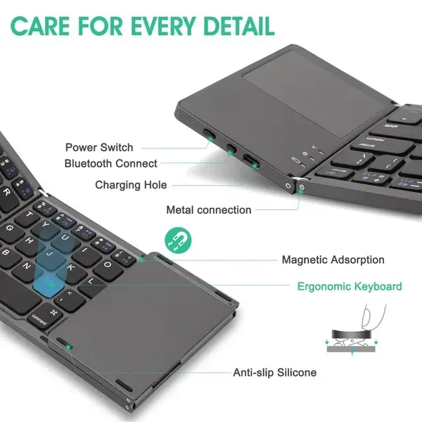 🔥Foldable Bluetooth Keyboard with Touchpad✨🚀50% time limit🚀 Luanda cash on delivery