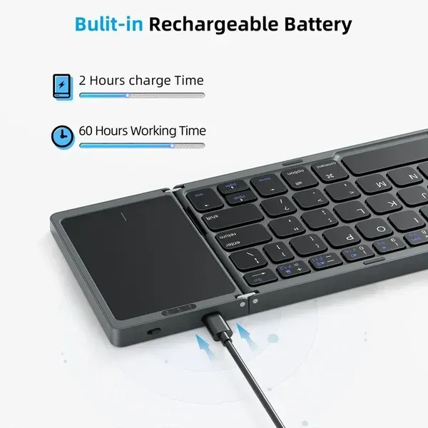 🔥Foldable Bluetooth Keyboard with Touchpad✨🚀50% time limit🚀 Luanda cash on delivery