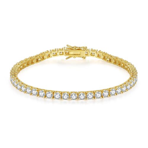 14K Gold Plated 7 Inch Women's Tennis Chains Bracelet 4mm CZ Zircon Fashionable Waterproof Hot Silver Women Bracelet Chain Link