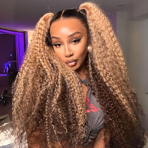 Water Wave Highlight Ombre Color Invisi Strap Snug Fit 360 Skin Lace Frontal Wig Glueless Human Hair