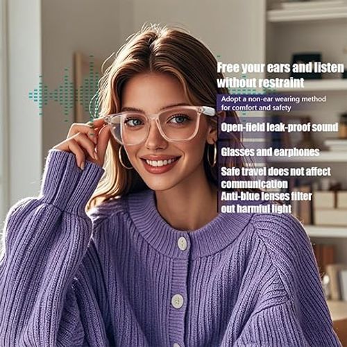 Piluyaa Smart Glasses Bluetooth Audio Sunglasses for Men Women with Dual Stereo Speakers