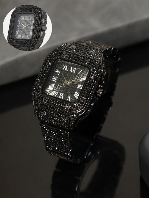 The Bijou Roman Square Watch - Midnight Black