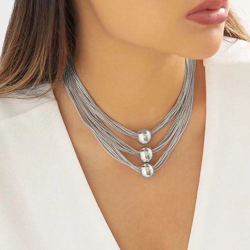 Multi-layer ball pendant women's necklace set