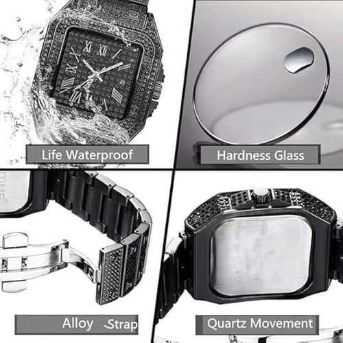 The Bijou Roman Square Watch - Midnight Black