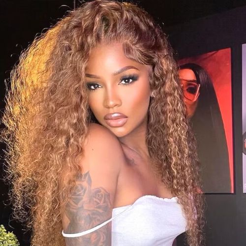 Water Wave Highlight Ombre Color Invisi Strap Snug Fit 360 Skin Lace Frontal Wig Glueless Human Hair