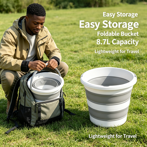 Space‑Saving Foldable Plastic Pail With Strong Handle
