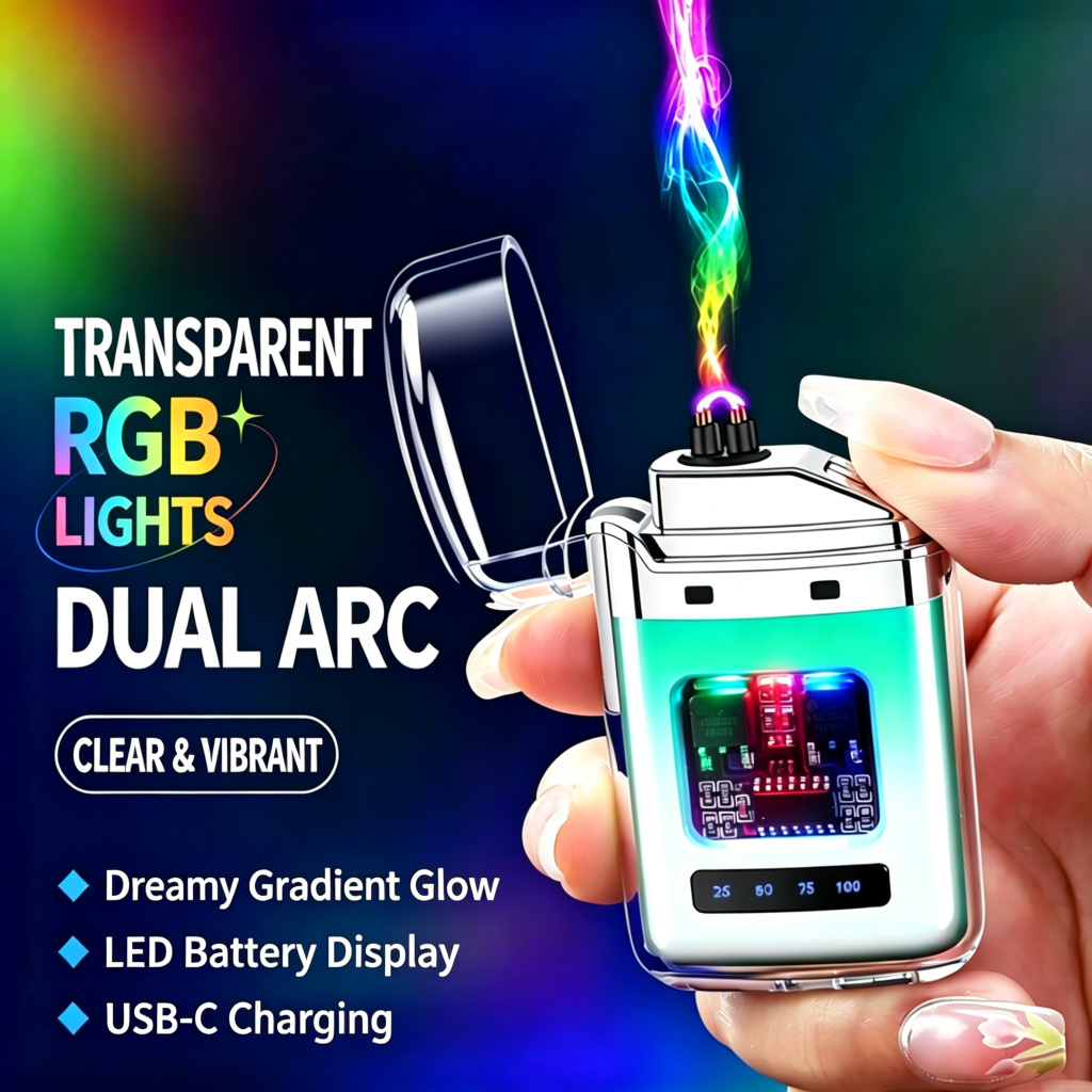 OGYA Rechargeable Dual Arc Electric Lighter with LED Battery Display