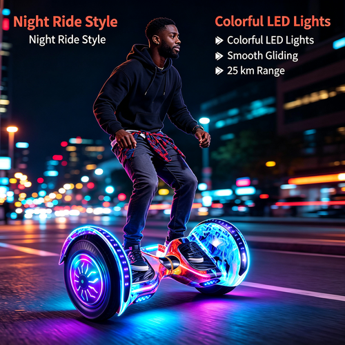 Self‑Balancing Hoverboard With Bluetooth Speaker, 25Km Range, LED Light Wheels
