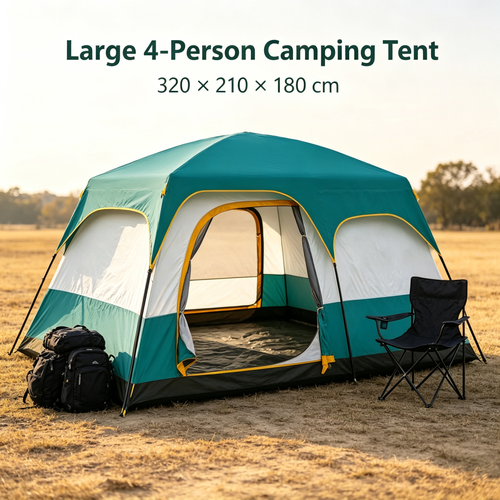4‑Person Double Layer Large Family Camping Tent