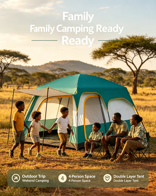 4‑Person Double Layer Large Family Camping Tent