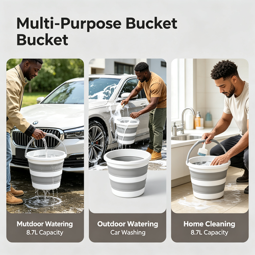 Space‑Saving Foldable Plastic Pail With Strong Handle