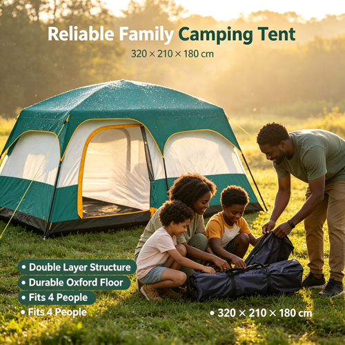 4‑Person Double Layer Large Family Camping Tent