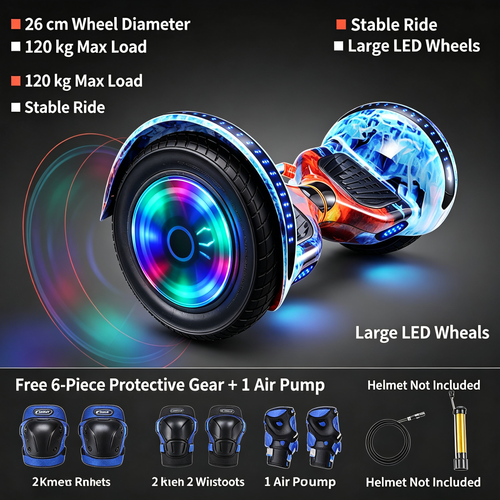 Self‑Balancing Hoverboard With Bluetooth Speaker, 25Km Range, LED Light Wheels