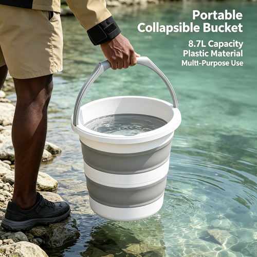 Space‑Saving Foldable Plastic Pail With Strong Handle