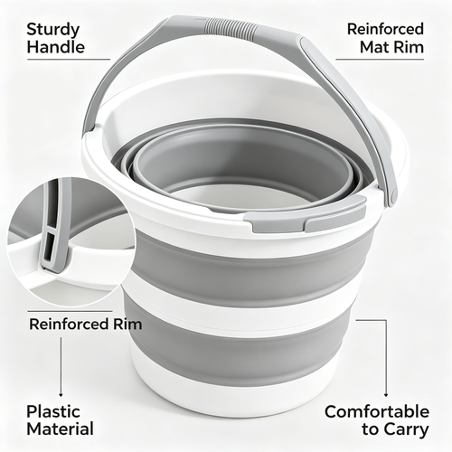 Space‑Saving Foldable Plastic Pail With Strong Handle
