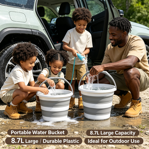Space‑Saving Foldable Plastic Pail With Strong Handle