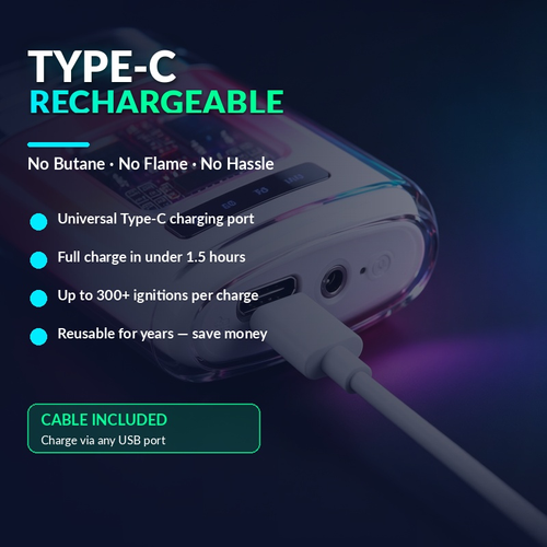 OGYA Rechargeable Dual Arc Electric Lighter with LED Battery Display