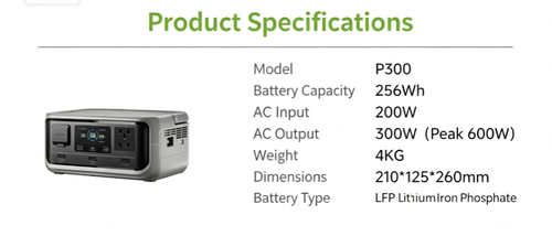 ALLPOWERS P300 High Power Mobile 300W 256Wh LiFePO4 MPPT Solar Panel Car AC Remote Control Outdoor Use Pure Sine Wave Inverter