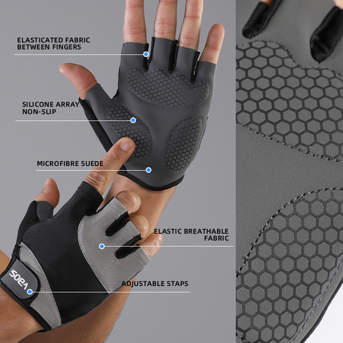 VBOSi 4204 Unisex Half-Finger Training Gloves Breathable Fitness Gym Exercise Weightlifting Cycling Outdoor Workout Sports