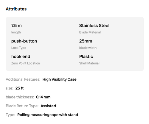 New waterproof steel tape measure with automatic braking, Stainless steel tape 25FT durable single-sided tape measure