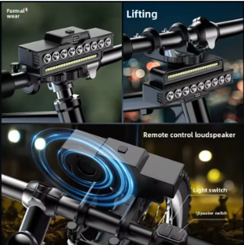 New High-brightness 2000mAh Rechargeable Powerful bicycle Front Light Waterproof Mountain Biking Headlight Horn Essential
