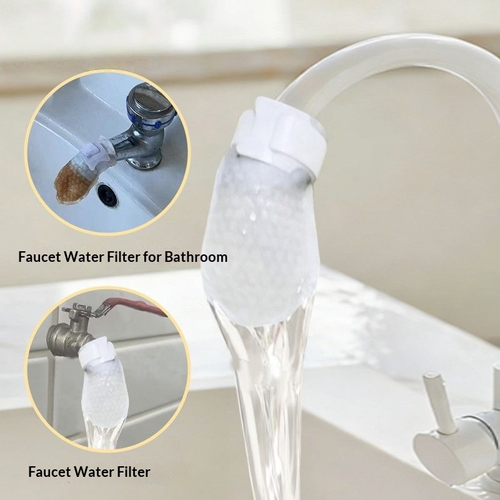 One Time Use Faucet Filter Cotton Bag 400pcs Reduces Rust Sediment and Chlorine Taste Works with Hot and Cold Water Anti Splash