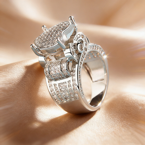 Hip-Hop Style Micro-Painted Zircon Heart Ring Heavy-Duty Design  Retro Ring Trendy New Jewelry Size reservation supported