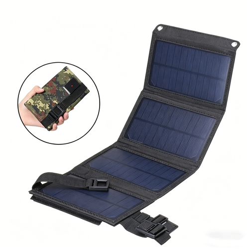 20W Black Camouflage Solar Panel Outdoor Emergency Portable Power Bank Folding Design for Mobile Phone Mountain Climbing Camping