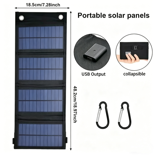 20W Black Camouflage Solar Panel Outdoor Emergency Portable Power Bank Folding Design for Mobile Phone Mountain Climbing Camping