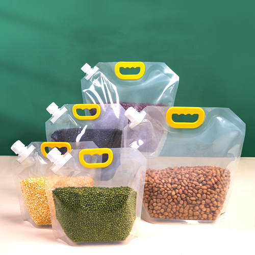 Grains Cereals Household Food Liquid Storage Transparent Stand up Pouch Bag with Spout and Handle Six Per Set