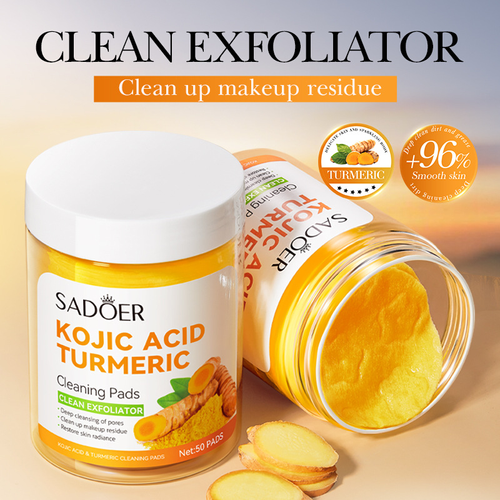 Best Selling SADOER 50 PADS Organic Kojic Acid Turmeric Daily Use Cotton Cleansing Pads Skin Remover Exfoliation Face