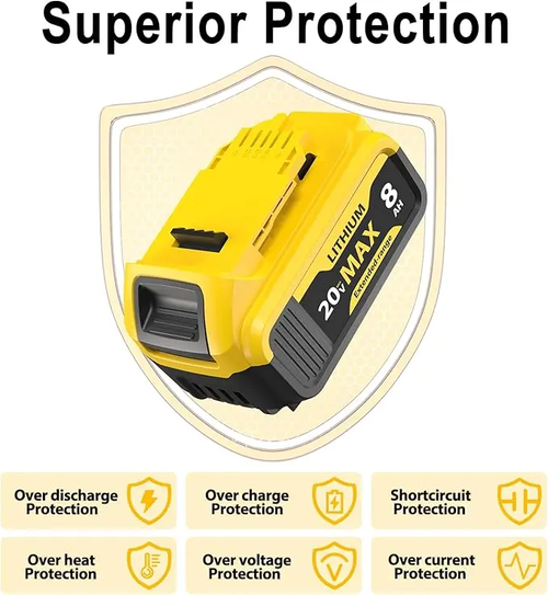 Replacement for Dewalt 20V Max Battery: 8.0Ah Lithium Batteries Compatible with Dewalt Battery DCB208 DCB200 DCB206 DCB205 DCB204 Cordless Power Tools