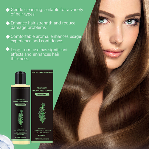 Rosemary Hydrolyzed Keratin Organic Natural Hair Thickening Shampoo Strengthening Refreshing Nourishing Hair Growth for Thinning Two Per Set